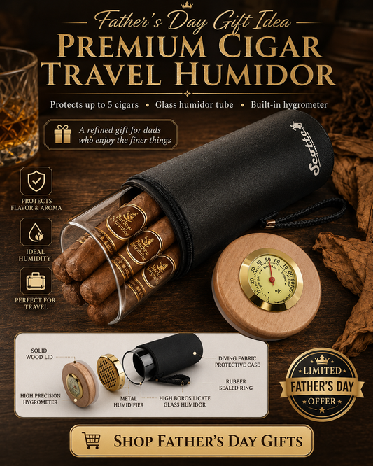 Scottie Glass Humidor with 5 Sweet Maduros