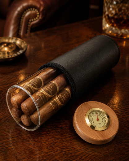Scottie Glass Humidor with 5 Sweet Maduros